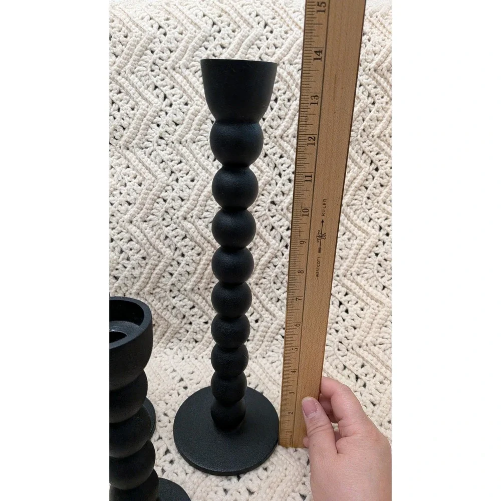 IKEA BESTIGA Black Bubble Taper Candle Holder Set of 3 Cast Aluminum Modern